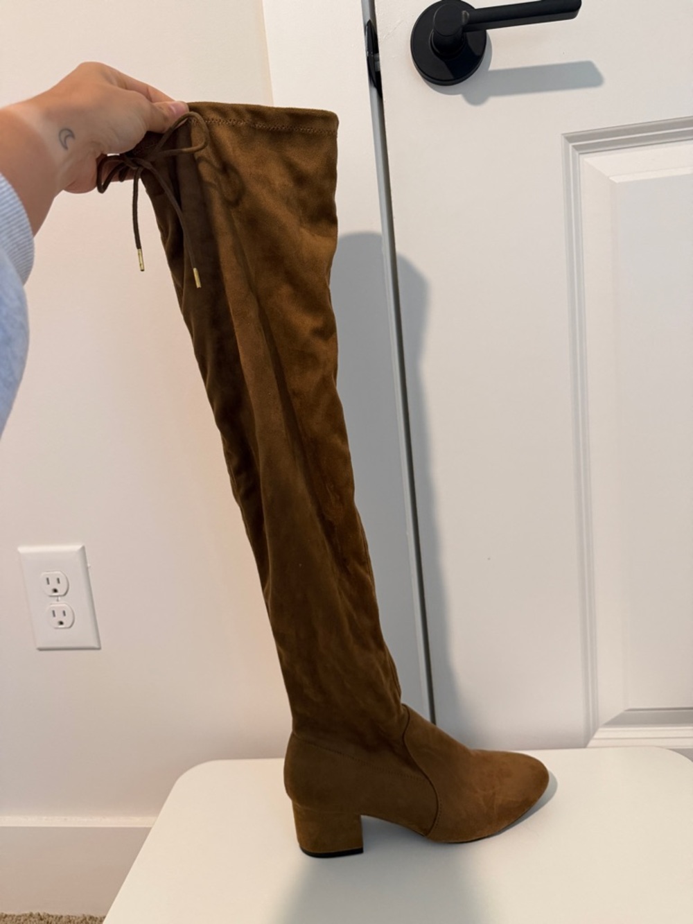 a new day Brown Over-the-Knee Suede Block Heel Boots